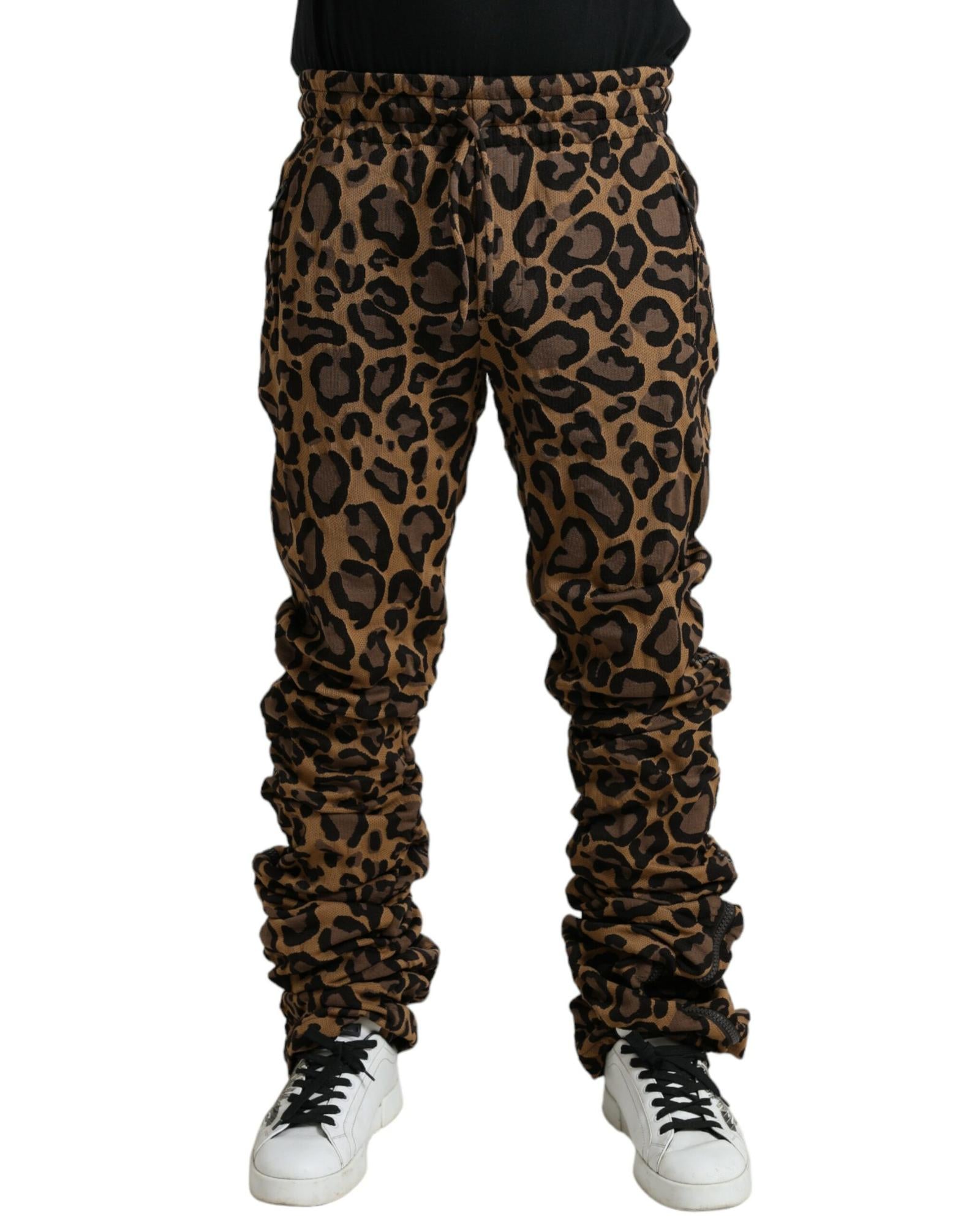 Dolce & Gabbana Leopard Jacquard Jogger Pants Brown