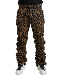 Dolce & Gabbana Leopard Jacquard Jogger Pants Brown