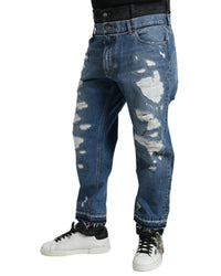 Dolce & Gabbana Men's Ripped Straight Leg Jeans