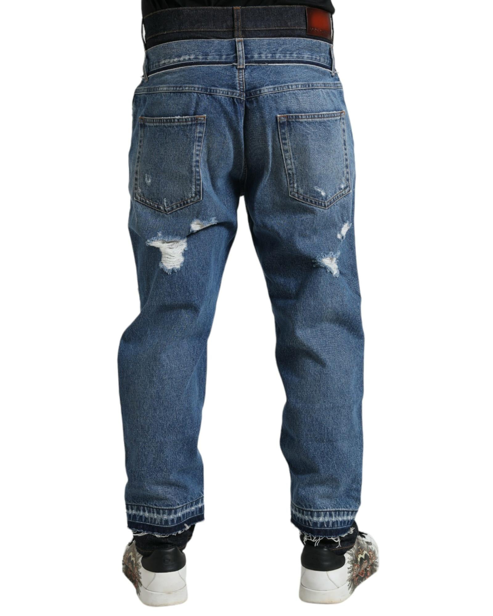 Dolce & Gabbana Men's Ripped Straight Leg Jeans