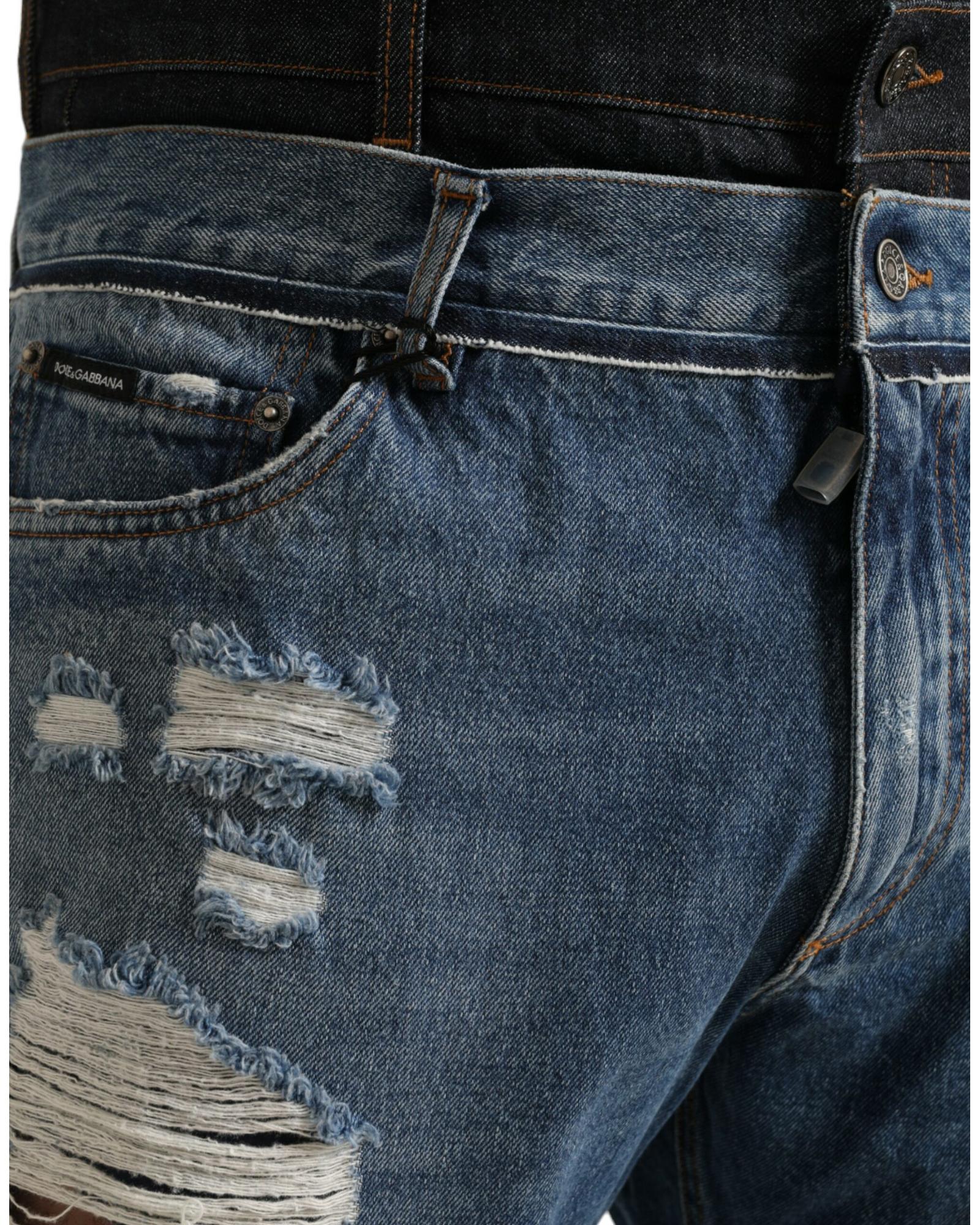 Dolce & Gabbana Men's Ripped Straight Leg Jeans
