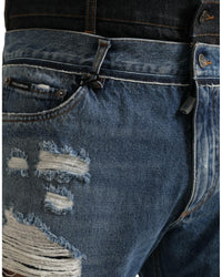 Dolce & Gabbana Men's Ripped Straight Leg Jeans