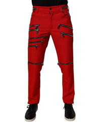 Dolce & Gabbana Zip Detail Pants Men Red 33 x 32 Red