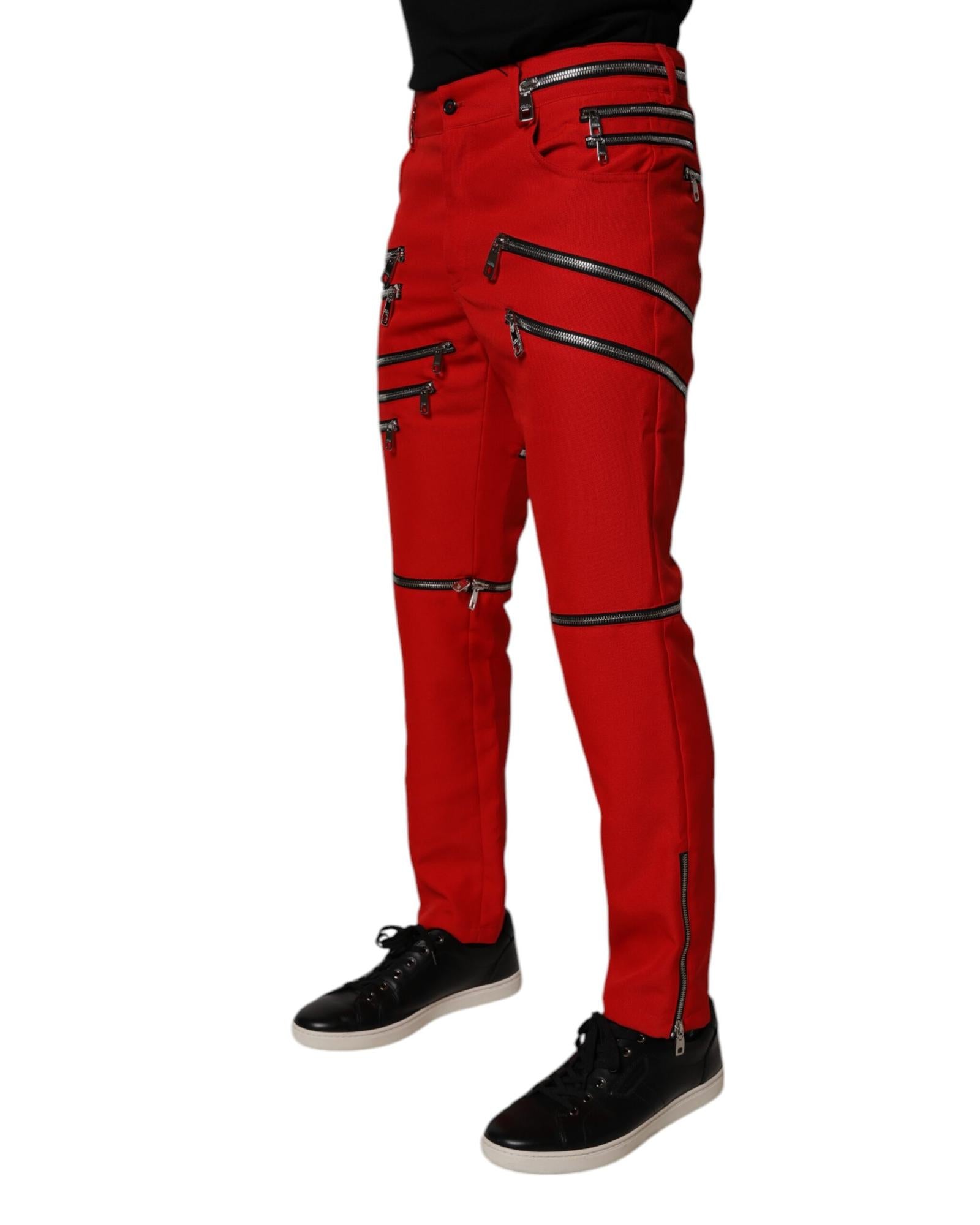 Dolce & Gabbana Zip Detail Pants Men Red