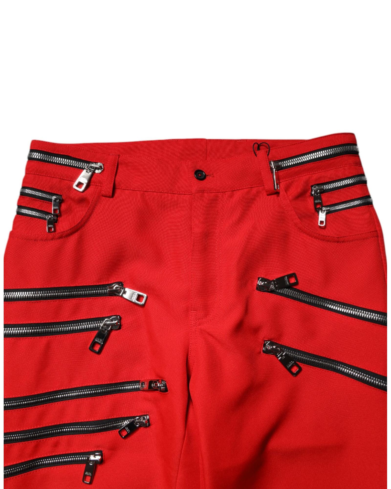 Dolce & Gabbana Zip Detail Pants Men Red