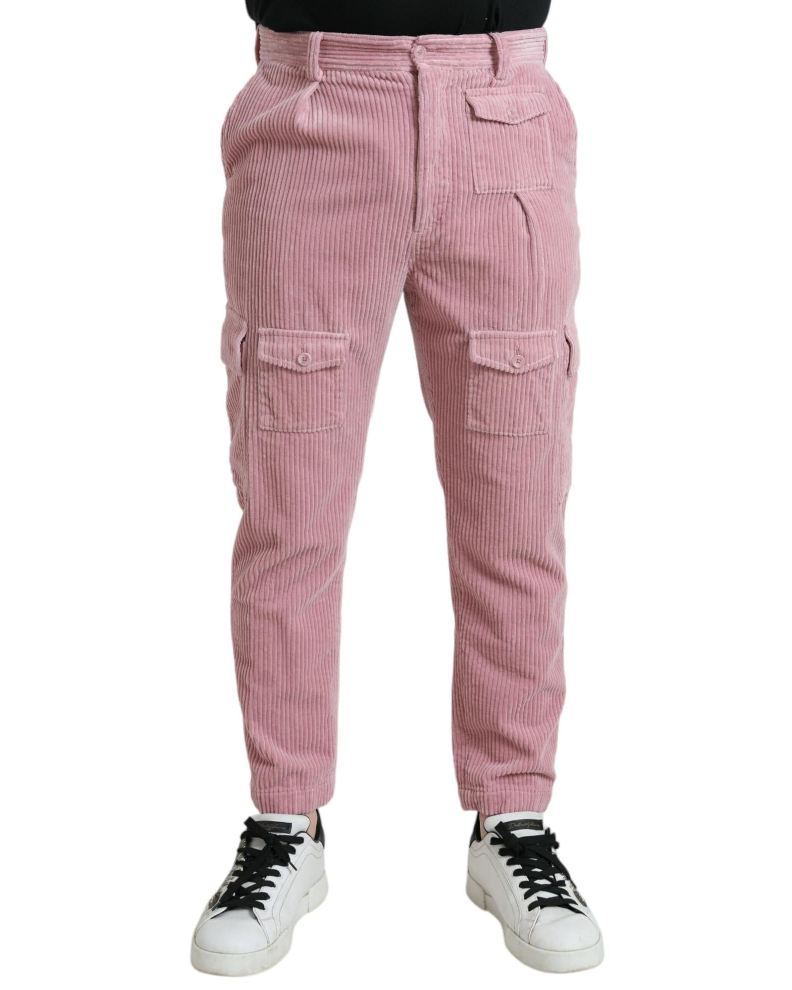 Dolce & Gabbana Men's Corduroy Cargo Pants - Pink 38 Pink