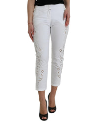 Dolce & Gabbana Women's Lace-Up Cotton Pants White 4 White