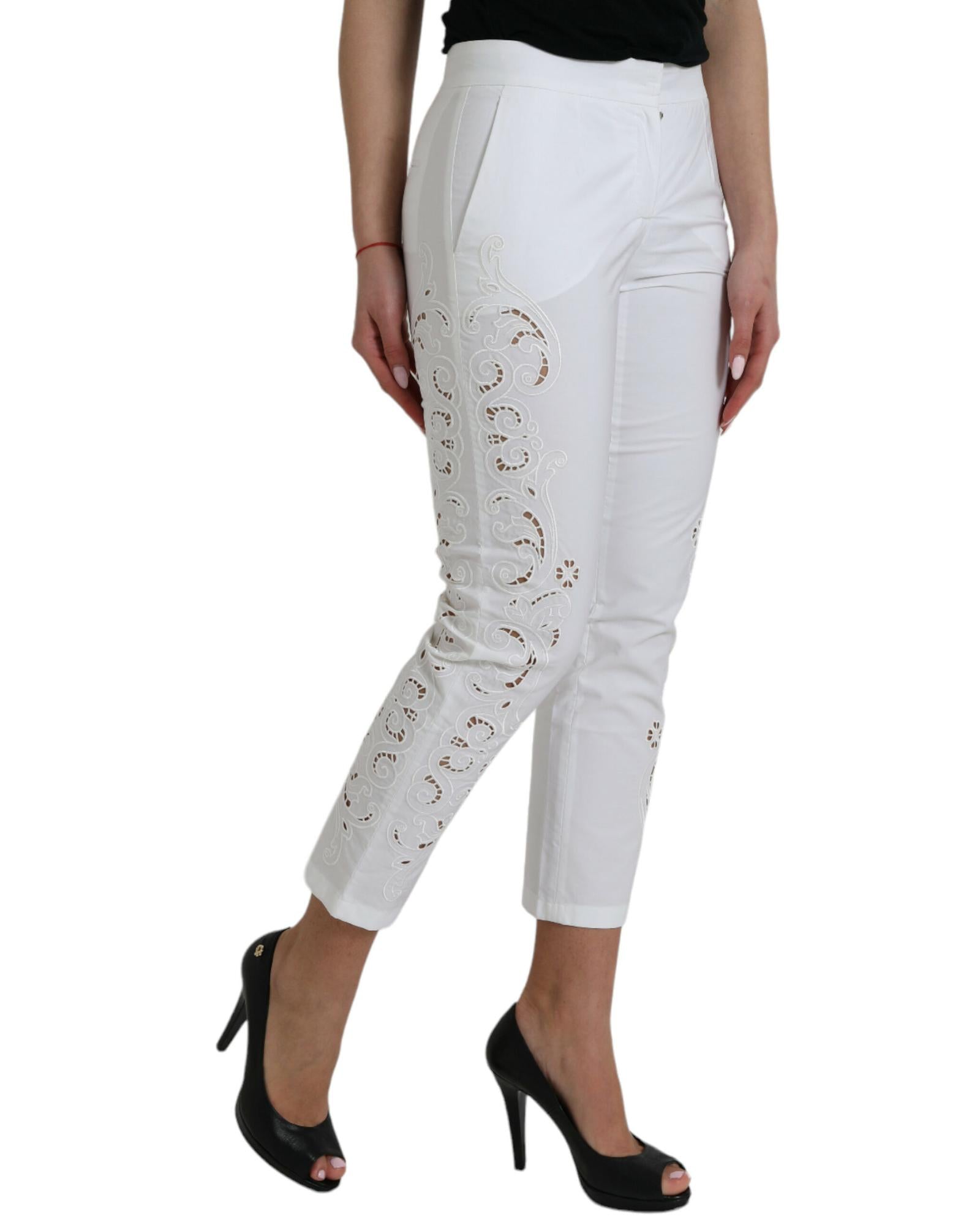 Dolce & Gabbana Women's Lace-Up Cotton Pants White