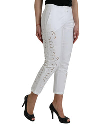 Dolce & Gabbana Women's Lace-Up Cotton Pants White