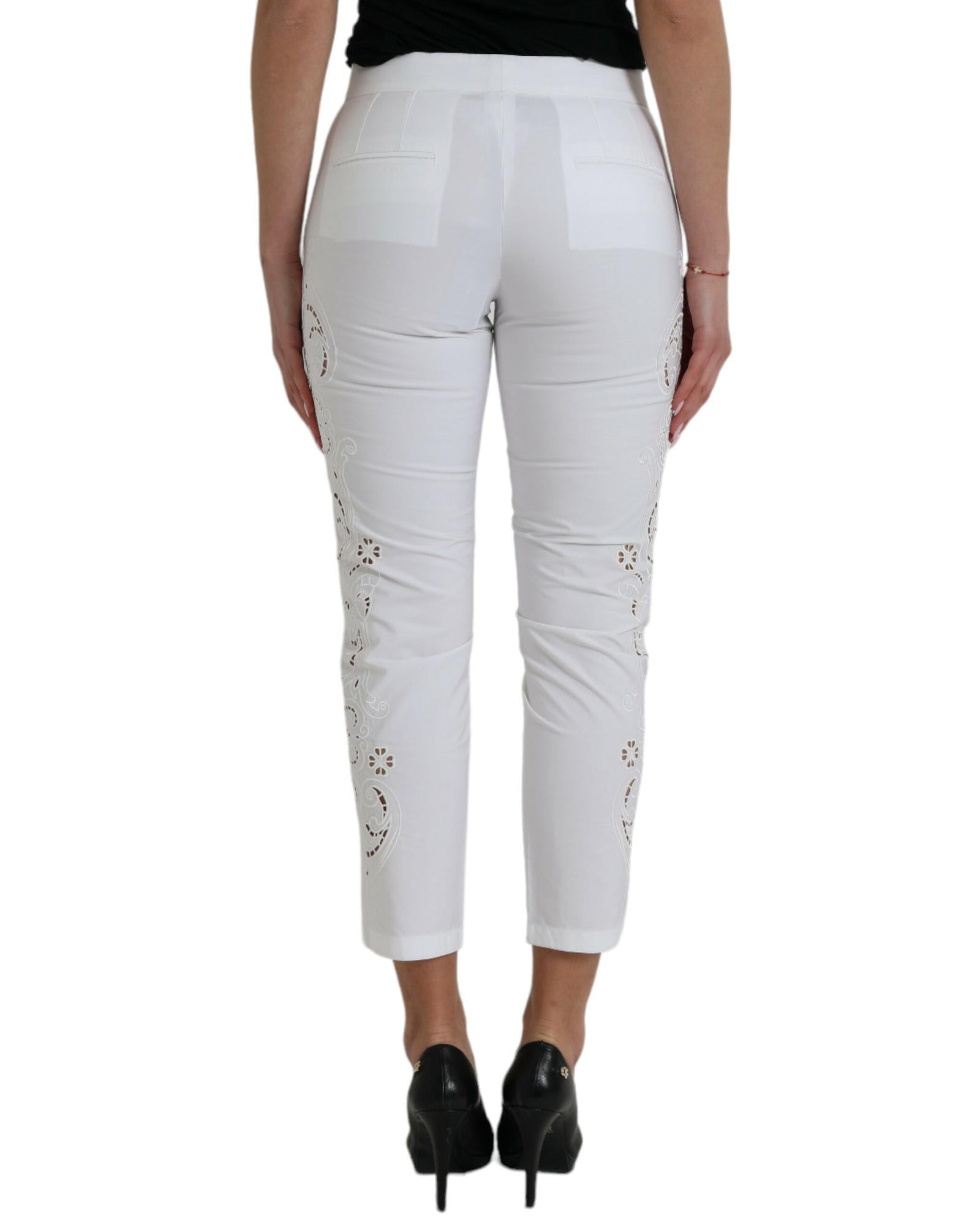 Dolce & Gabbana Women's Lace-Up Cotton Pants White