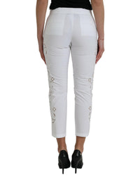 Dolce & Gabbana Women's Lace-Up Cotton Pants White