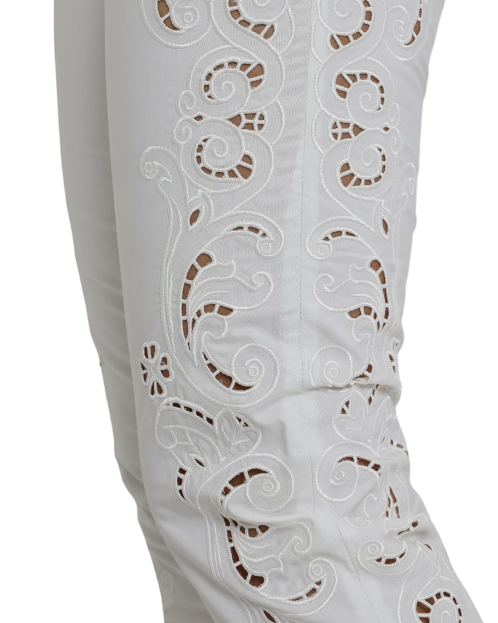 Dolce & Gabbana Women's Lace-Up Cotton Pants White