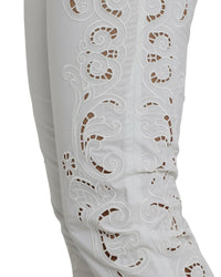 Dolce & Gabbana Women's Lace-Up Cotton Pants White
