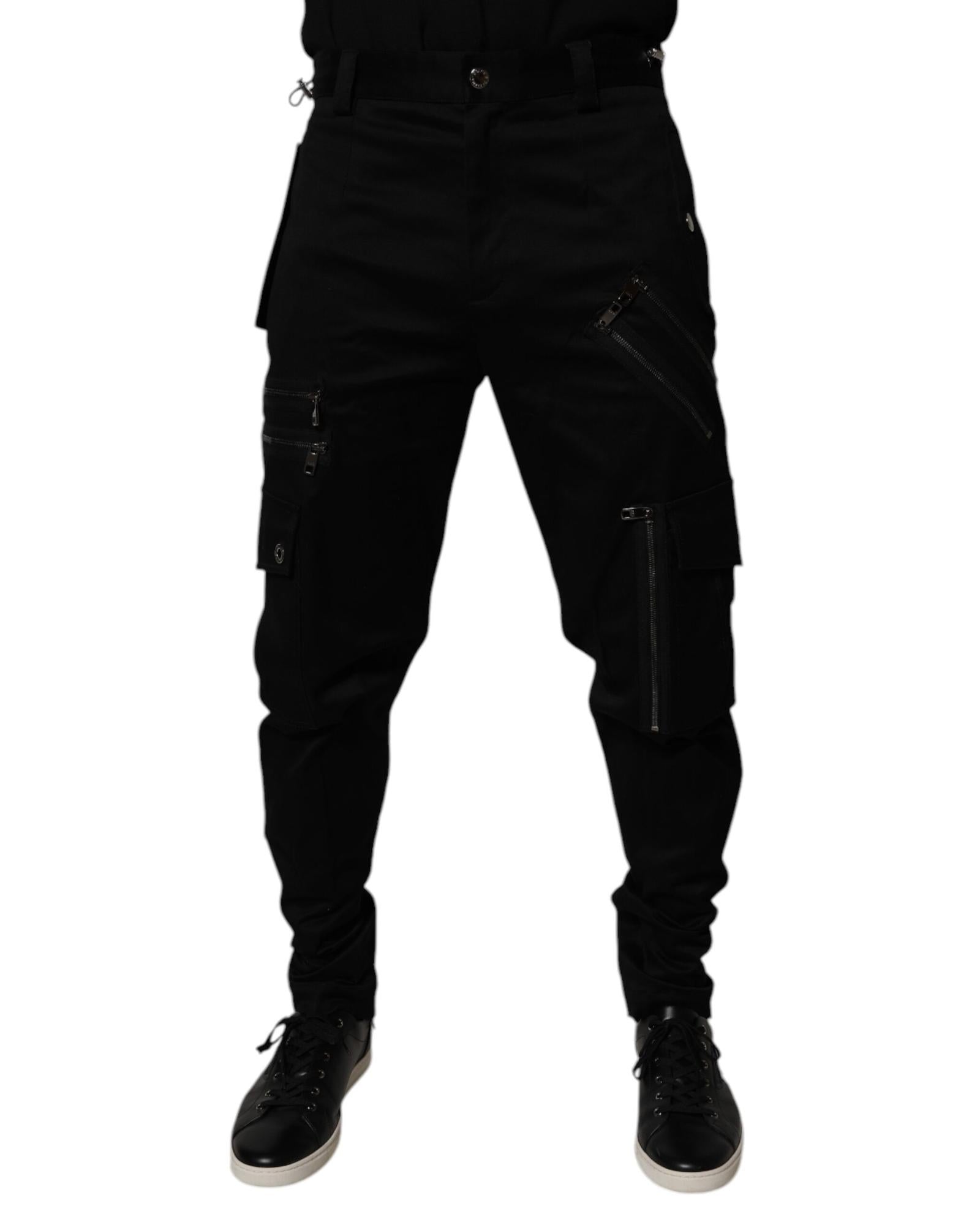 Dolce & Gabbana Zip Cargo Pants Men Black 33 x 32 Black