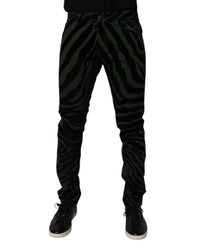 Dolce & Gabbana Zebra Print Casual Pants Men Black And Green 33 x 32 Black and Green