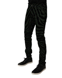 Dolce & Gabbana Zebra Print Casual Pants Men Black And Green