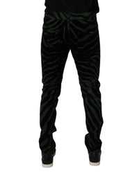 Dolce & Gabbana Zebra Print Casual Pants Men Black And Green