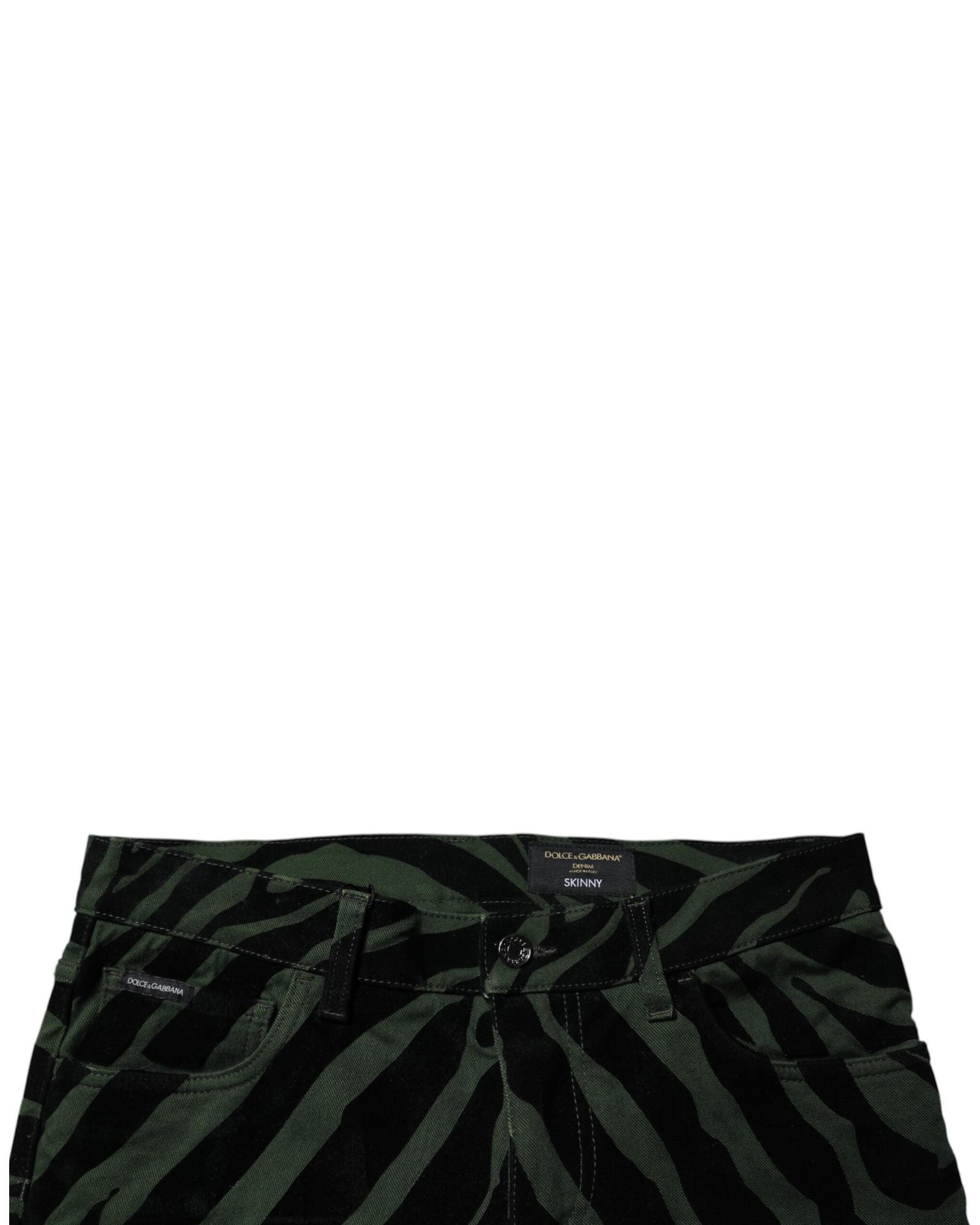 Dolce & Gabbana Zebra Print Casual Pants Men Black And Green