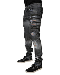 Dolce & Gabbana Zipper Detail Distressed Jeans Men Dark Gray Pants