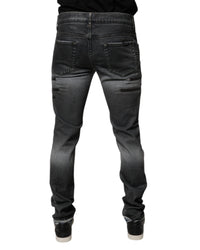 Dolce & Gabbana Zipper Detail Distressed Jeans Men Dark Gray Pants