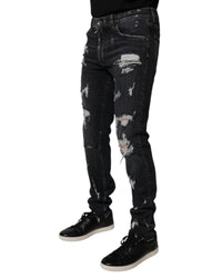 Dolce & Gabbana Ripped Denim Jeans Distressed Men Black Pants