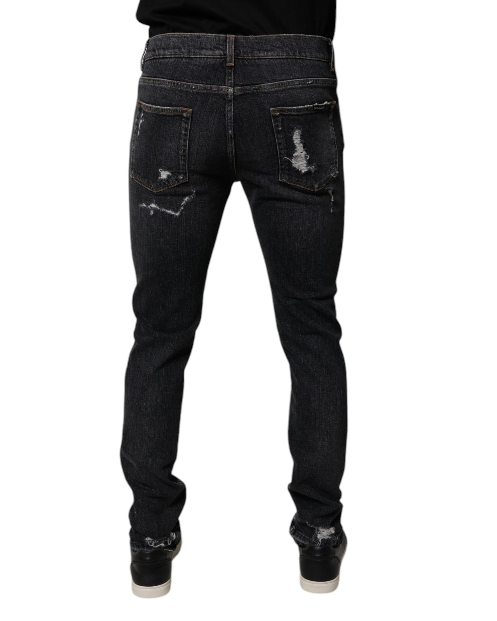 Dolce & Gabbana Ripped Denim Jeans Distressed Men Black Pants