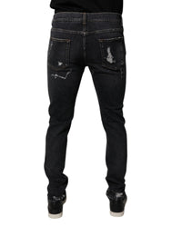 Dolce & Gabbana Ripped Denim Jeans Distressed Men Black Pants