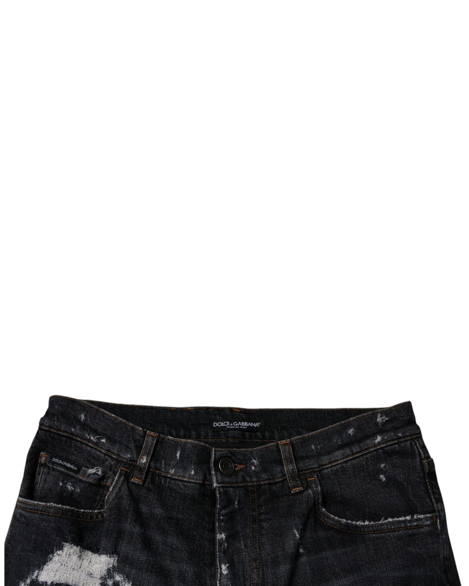 Dolce & Gabbana Ripped Denim Jeans Distressed Men Black Pants