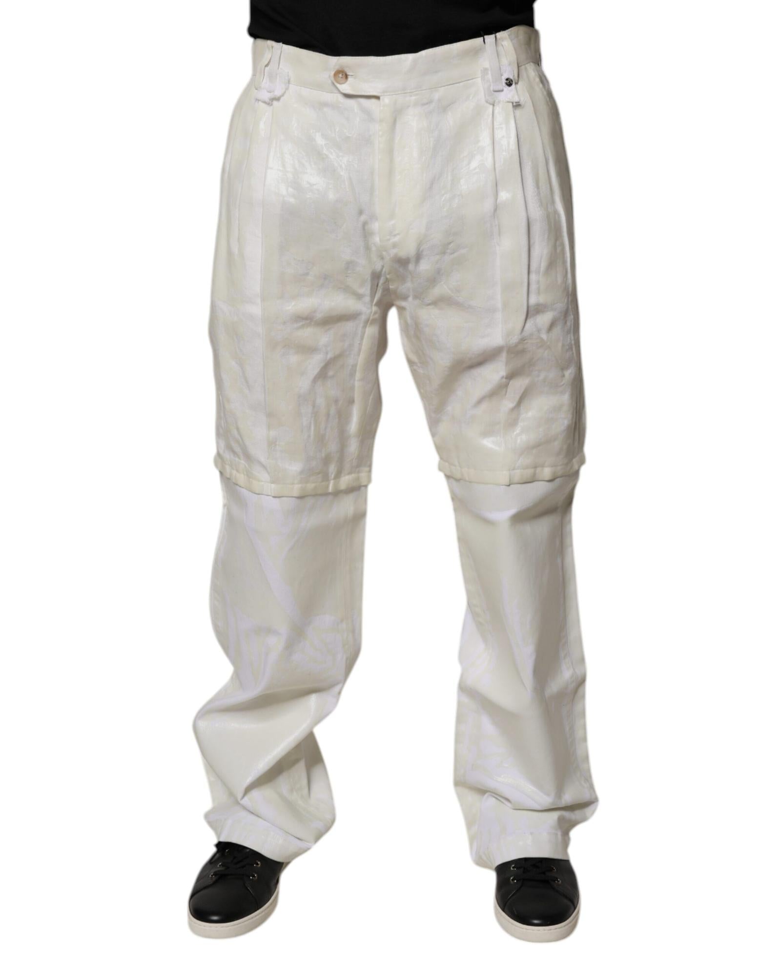 Dolce & Gabbana Tailored Dress Pants Embossed Design Men White 33 x 32 White
