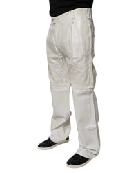 Dolce & Gabbana Tailored Dress Pants Embossed Design Men White