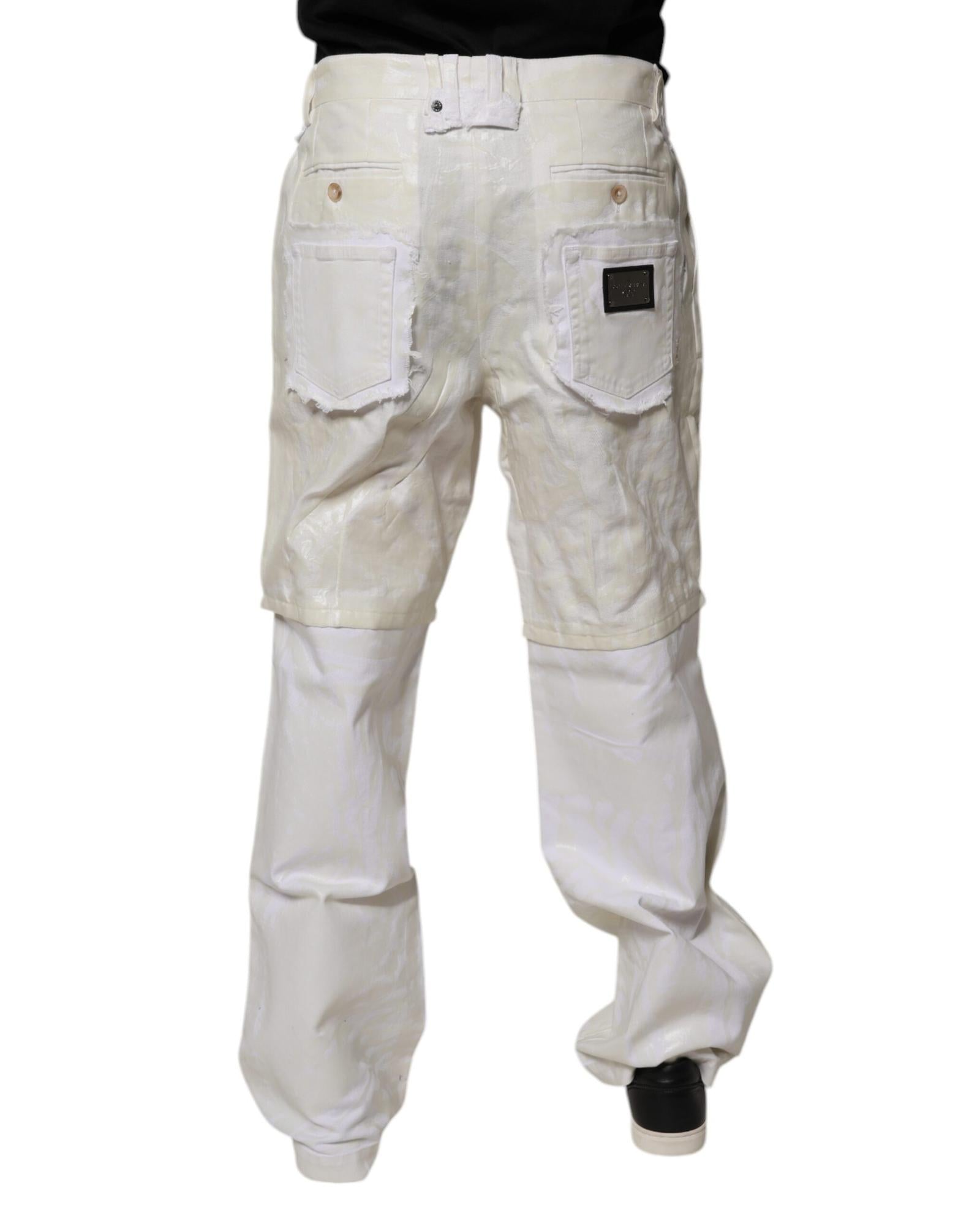 Dolce & Gabbana Tailored Dress Pants Embossed Design Men White
