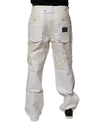 Dolce & Gabbana Tailored Dress Pants Embossed Design Men White