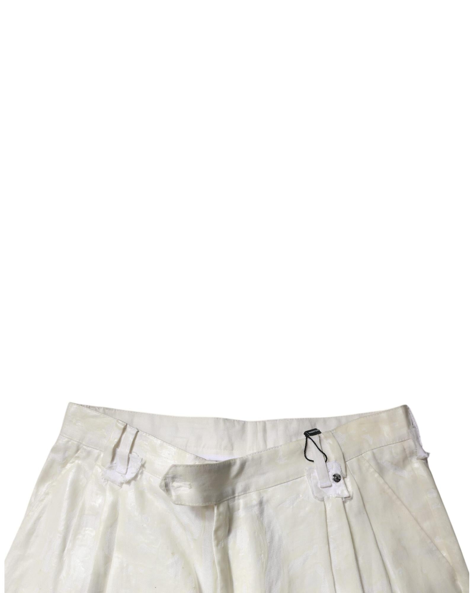 Dolce & Gabbana Tailored Dress Pants Embossed Design Men White