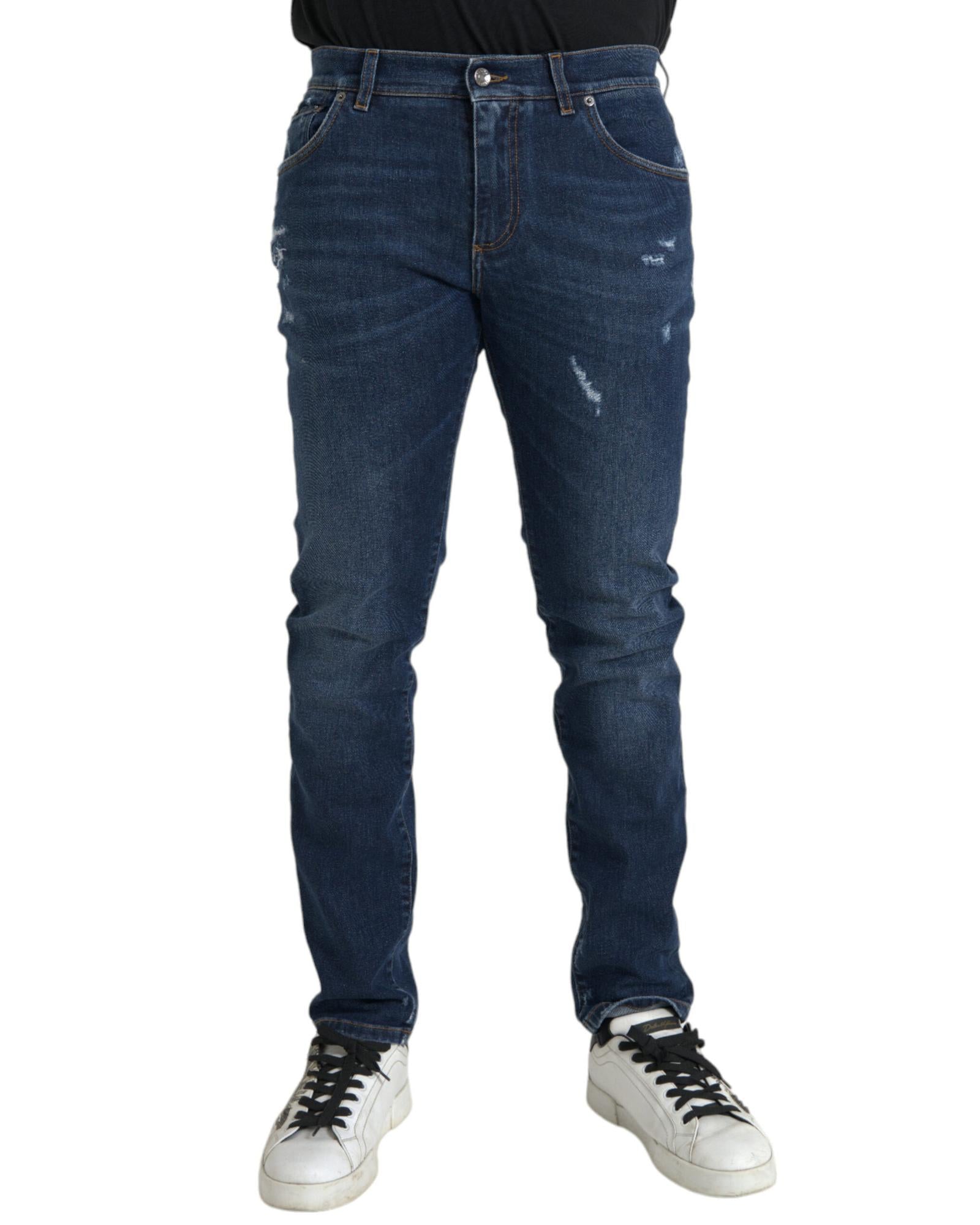 Dolce & Gabbana Slim Fit Distressed Jeans Men Khaki Pants