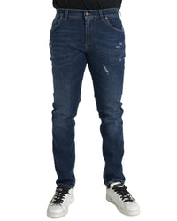 Dolce & Gabbana Slim Fit Distressed Jeans Men Khaki Pants