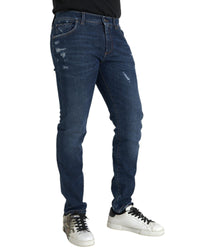 Dolce & Gabbana Slim Fit Distressed Jeans Men Khaki Pants