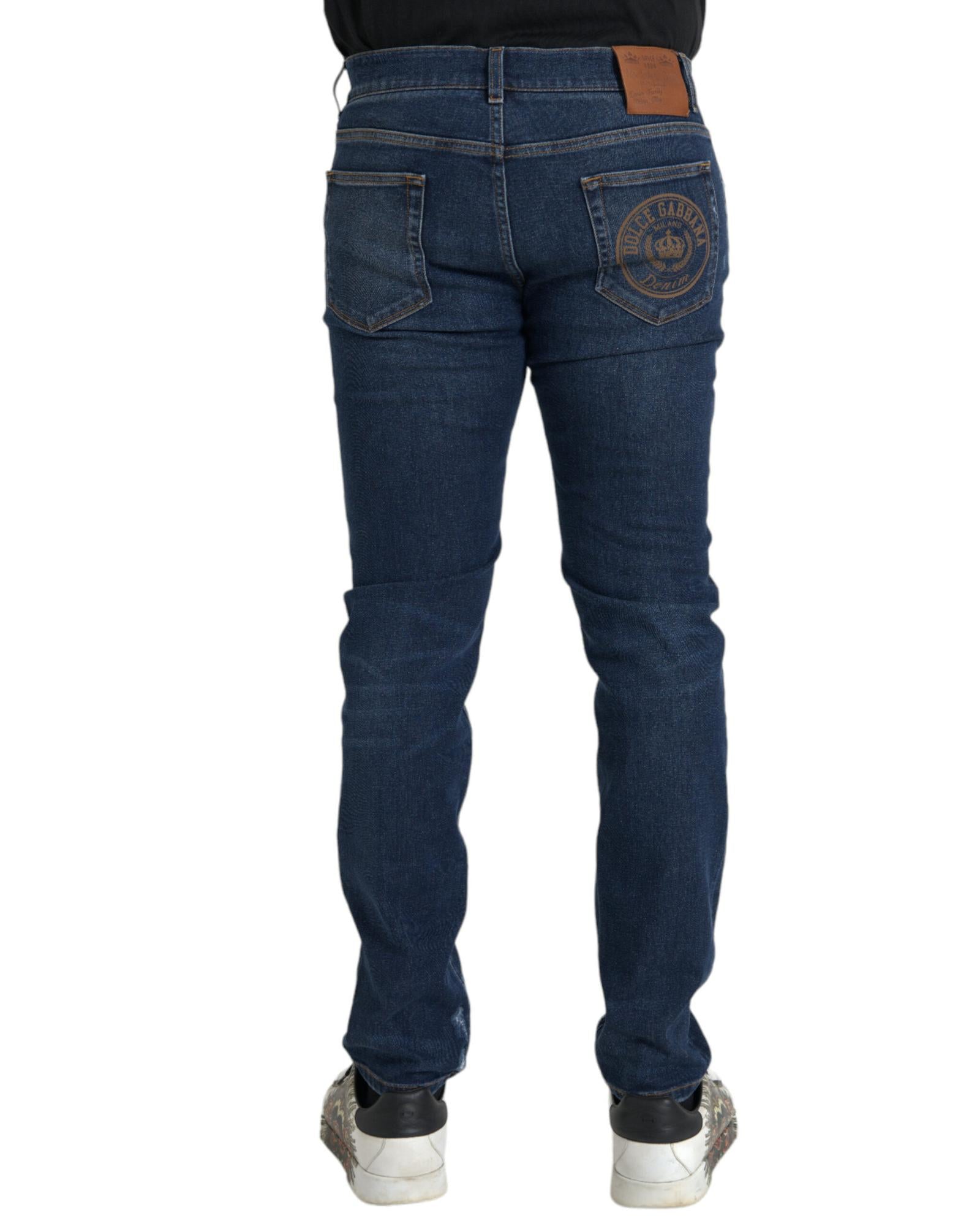 Dolce & Gabbana Slim Fit Distressed Jeans Men Khaki Pants