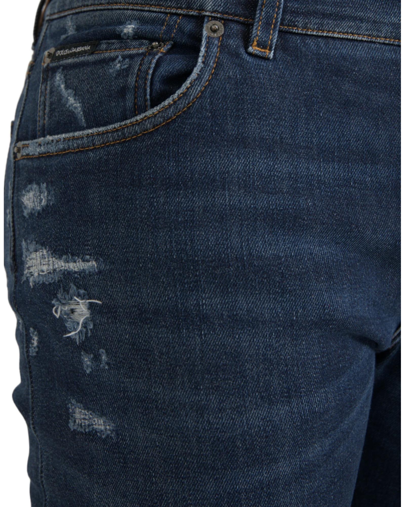 Dolce & Gabbana Slim Fit Distressed Jeans Men Khaki Pants