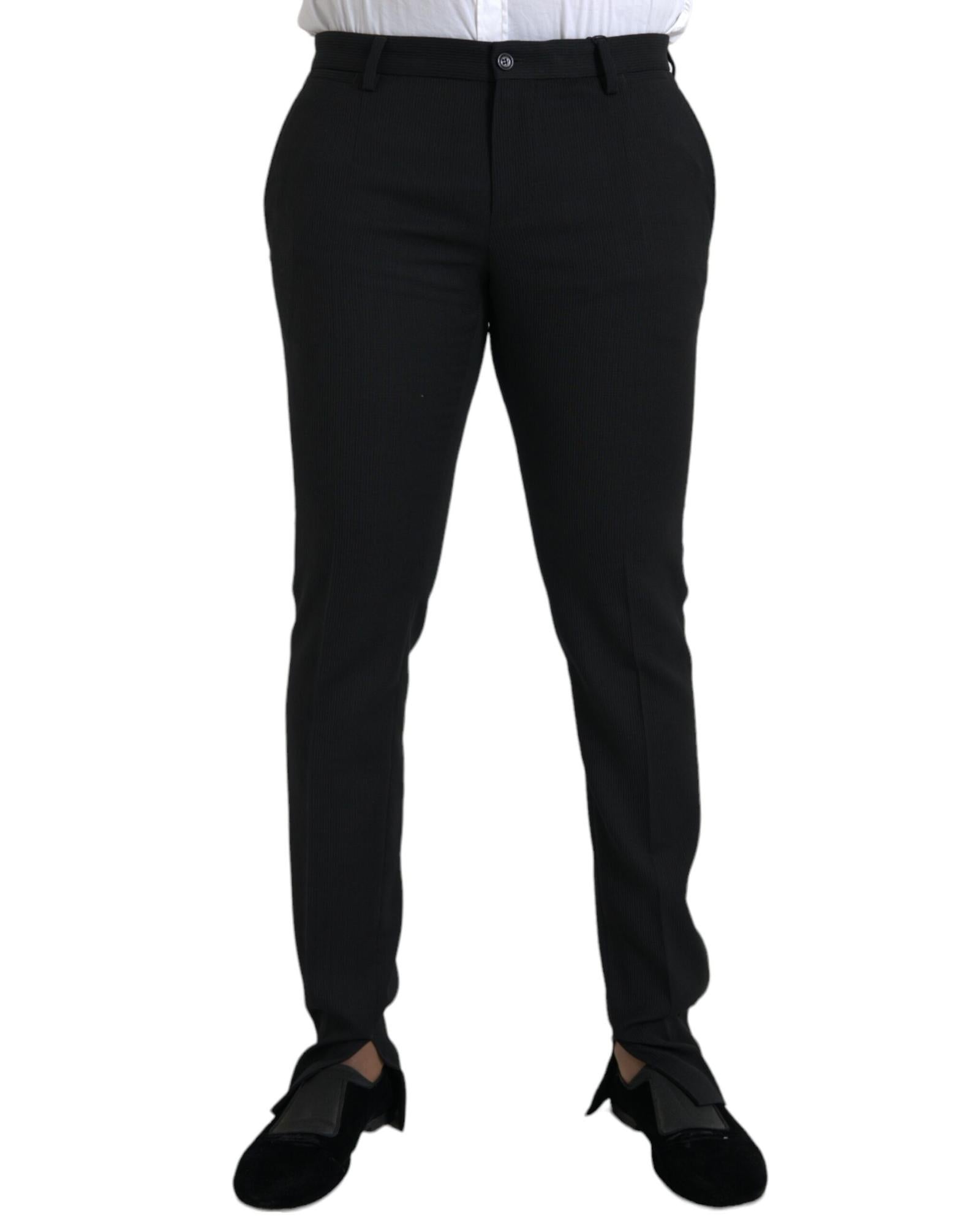 Dolce & Gabbana Slim Fit Pinstripe Trousers Black 34 Black