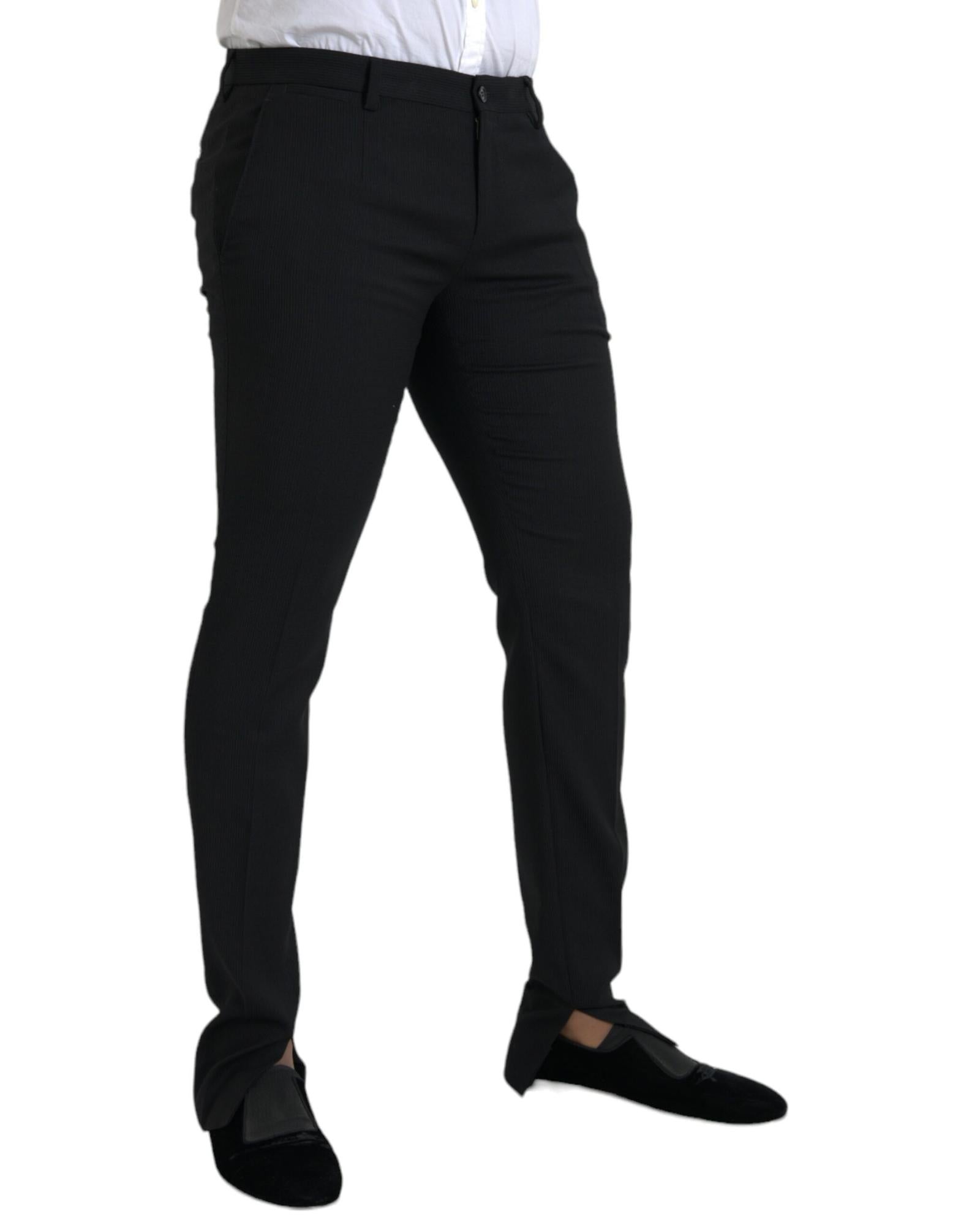 Dolce & Gabbana Slim Fit Pinstripe Trousers Black