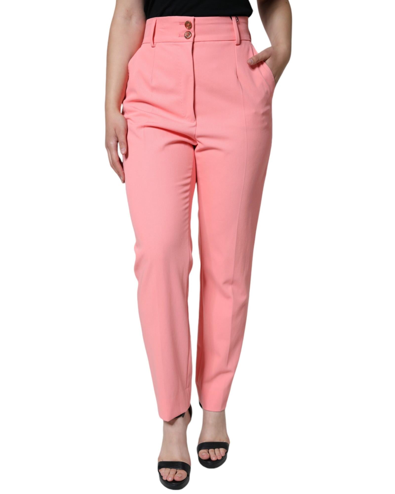 Dolce & Gabbana  High Waist Slim Leg Trousers in Pink