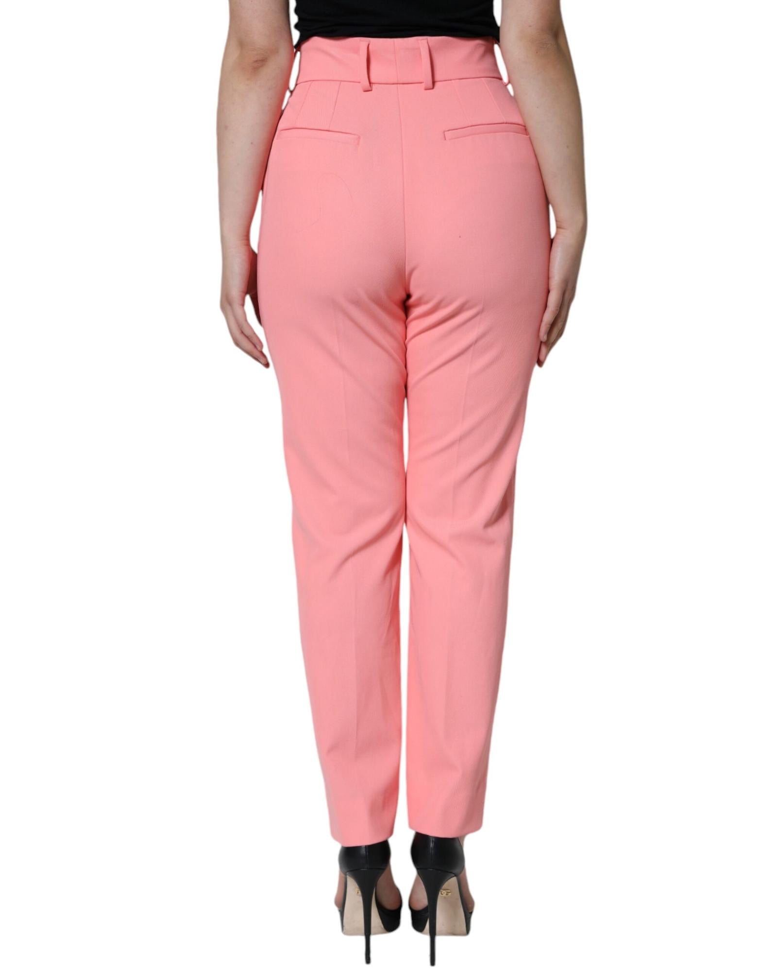 Dolce & Gabbana  High Waist Slim Leg Trousers in Pink