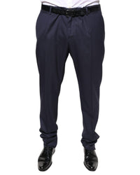 Dolce & Gabbana Classic Fit Trousers Navy Solid Men Blue Pants 34 x 40 Blue