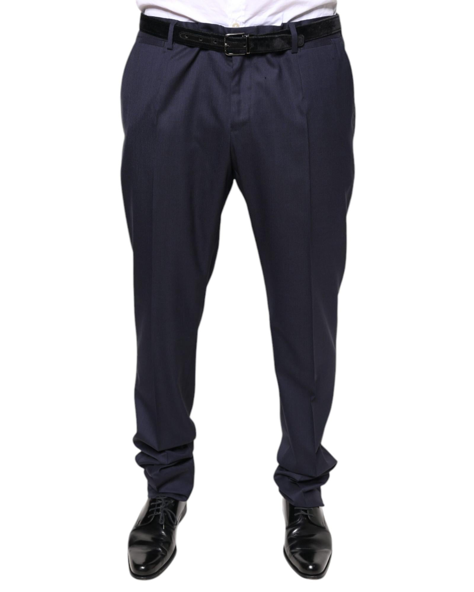 Dolce & Gabbana Classic Fit Trousers Navy Solid Men Blue Pants