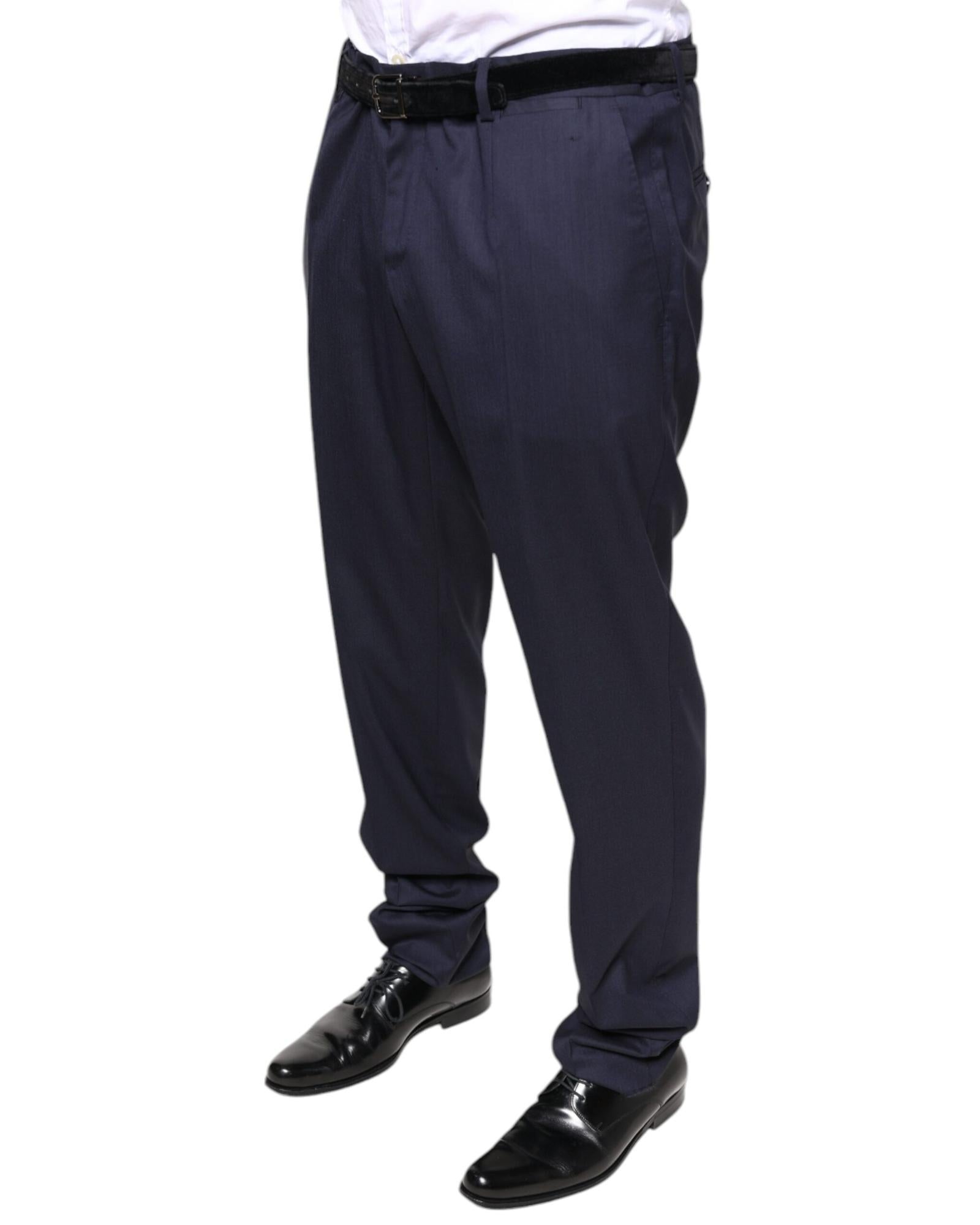 Dolce & Gabbana Classic Fit Trousers Navy Solid Men Blue Pants