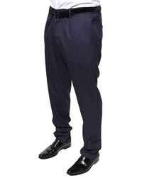 Dolce & Gabbana Classic Fit Trousers Navy Solid Men Blue Pants