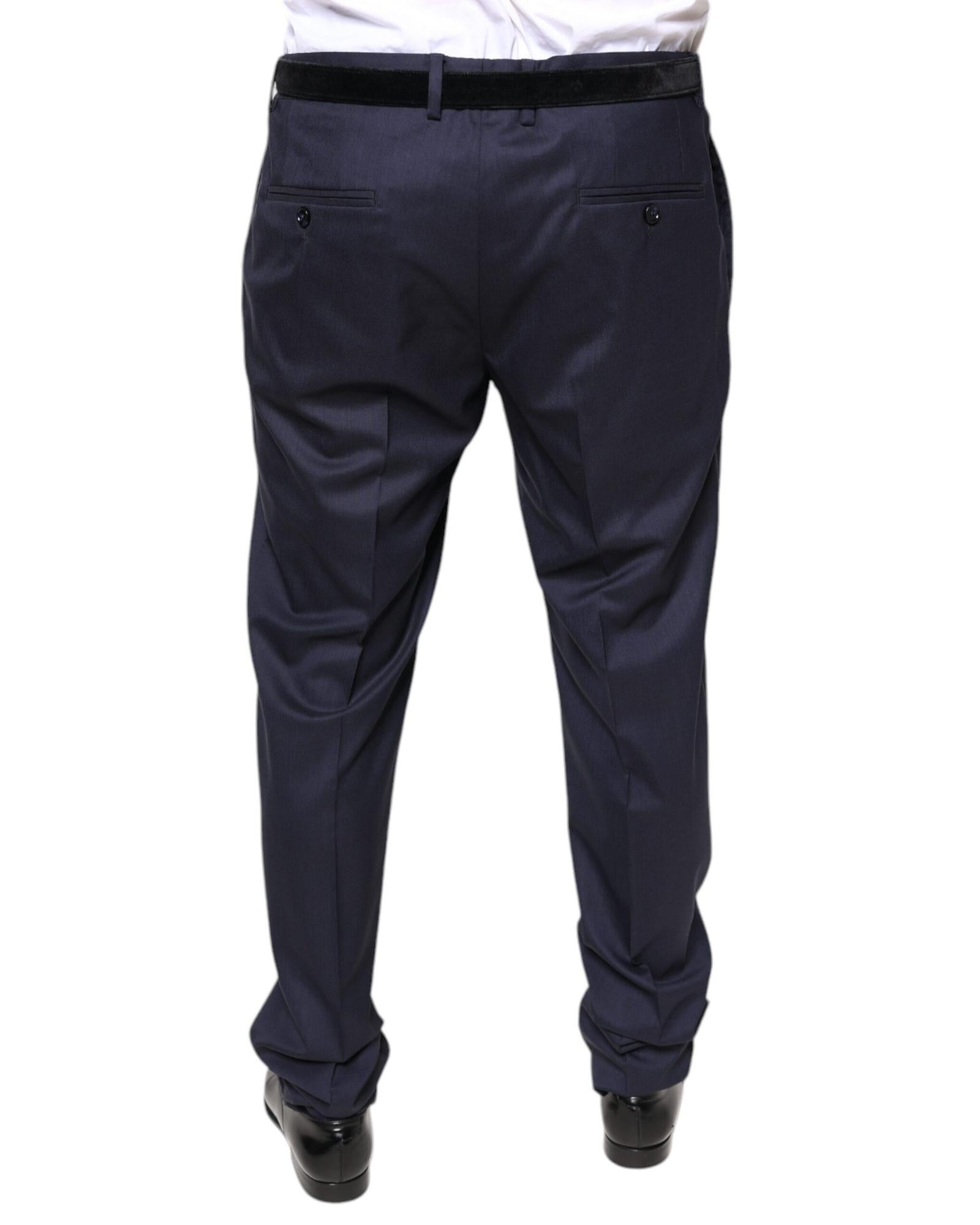 Dolce & Gabbana Classic Fit Trousers Navy Solid Men Blue Pants