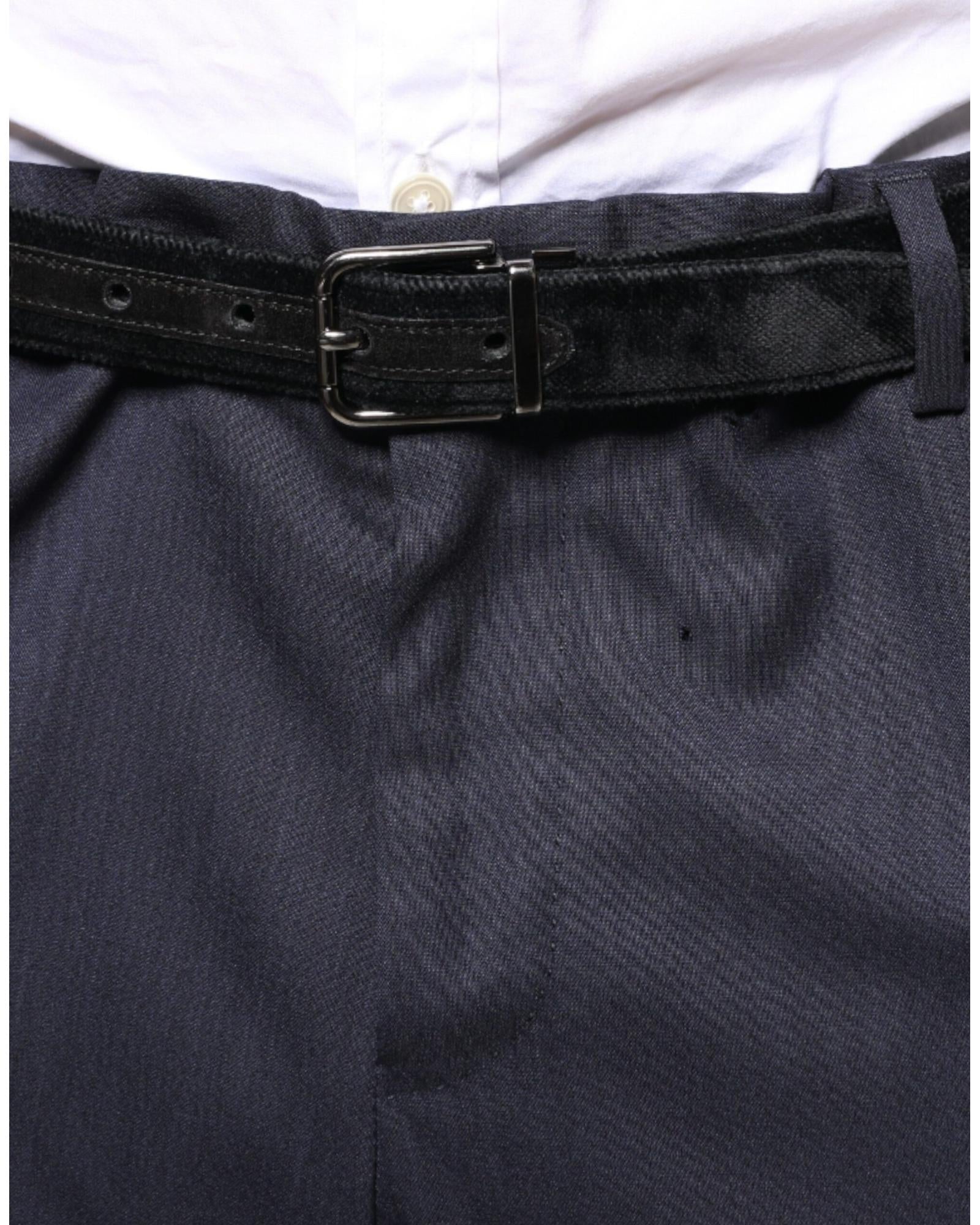 Dolce & Gabbana Classic Fit Trousers Navy Solid Men Blue Pants
