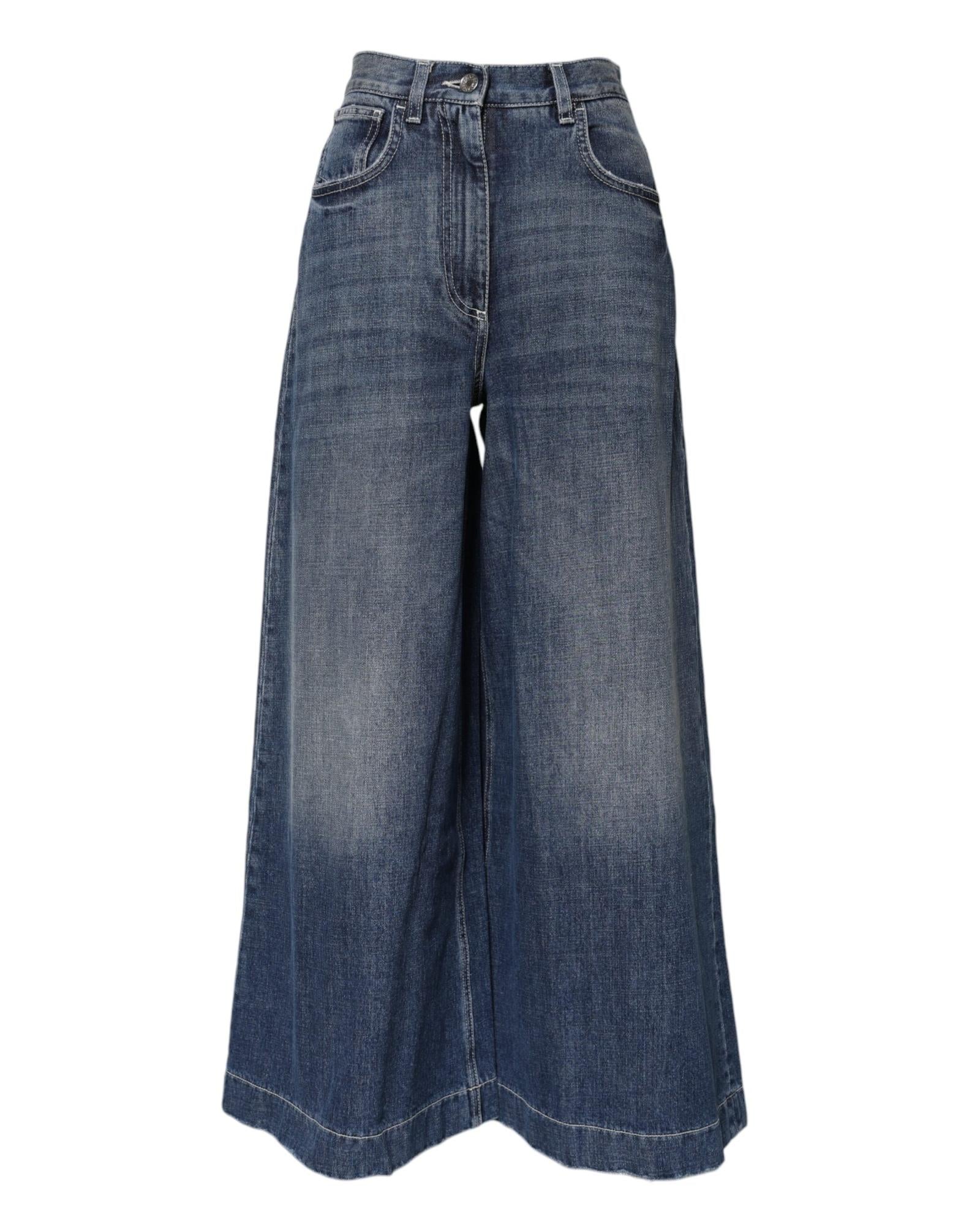 Dolce & Gabbana Wide Leg Denim Jeans Women Blue Jeans & Pants