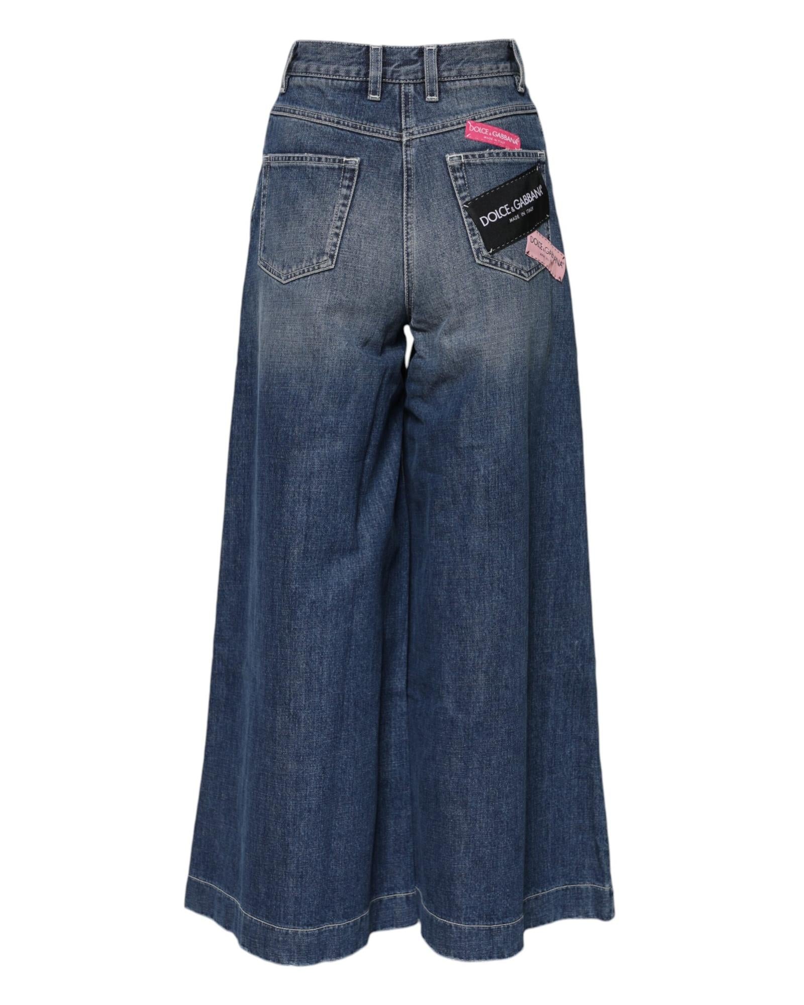 Dolce & Gabbana Wide Leg Denim Jeans Women Blue Jeans & Pants